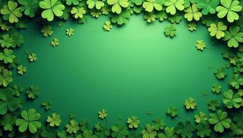 Background with clover leaves for St. Patrick's Day, illustration with copy space for text photo