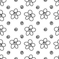 Doodle flower line hand drawn cartoon with black line seamless pattern background for wrapping, nature and illustration vector