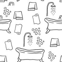Seamless pattern with bathroom in hand drawn style. vector