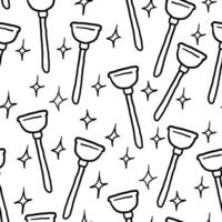Seamless pattern with toilet plunger in hand drawn style vector