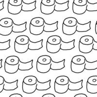 Seamless pattern with toilet paper in hand drawn style. vector