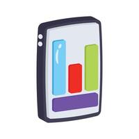 A customizable 3d style icon showing mobile analytics vector