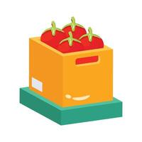 Grab this 3d style icon of tomato crate vector