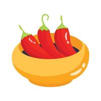 3d icon showing a bowl filled with red chilies vector