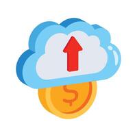A 3d style icon of cloud money with sending arrow vector