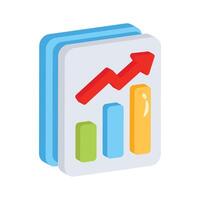 An editable 3d style icon of business growth report vector