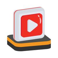 Easy to use 3d style icon of player button vector