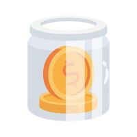 3d style icon showing saving jar filled with dollar coins vector