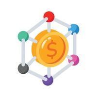 Check out this 3d style icon of distributed financial network vector
