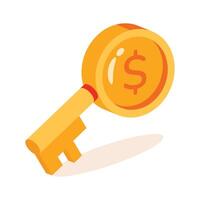 Grab this 3d style icon of financial access key vector