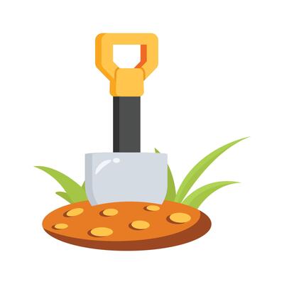 A handy 3d style icon depicting digging shovel