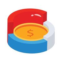 Grab this financial data pie chart 3d style icon vector