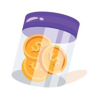 Easy to use 3d style icon of money jar vector