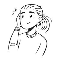 A girl with a ponytail is smiling vector