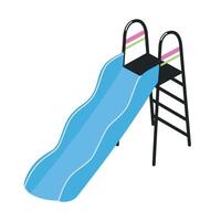 Playground slide with ladder isolated on white background. Outdoor device or tool for children's play activity, entertainment, amusement and fun. Colorful illustration in flat cartoon style. vector
