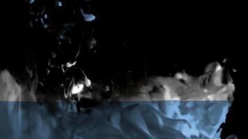 Artistic Representation of the Argentine Flag Surrounded by Fluid Abstract Patterns of Smoke and Water video