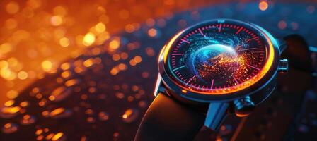 Smartwatch Display with Sunburst Animation for Wearable Tech Promotion and Design photo