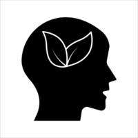 viroLeaf and Person Brain Ecology Ennment Icon Symbol isolated white background. illustration. color editable. vector