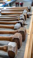 Ergonomic Hammers Displayed in a Row for Professional Tools Showcase photo