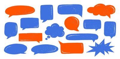 Crayon Speech Bubble Frame Chalk Talk Balloon. Colorful Dialog Chat Illustrations vector