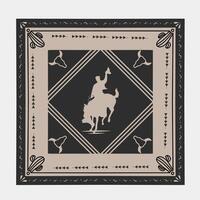 Bandana with Old West Element, Cactus, Cowboy, Bison Head, Perfect for Print, Apparel, etc vector