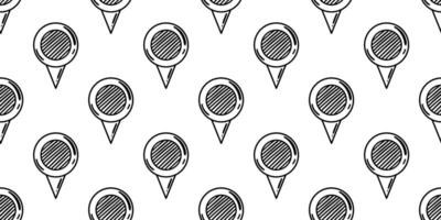 Striped Location Pin Pattern, Seamless Doodle Map Marker Illustration, Ideal for Navigation Apps, Backgrounds, Websites, and Digital Designs vector