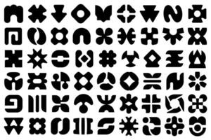 Abstract silhouettes, shapes and figures. Brutal modern designs in black color. Set of primitive, simple elements isolated on a white background. vector