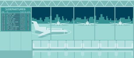 An airport terminal with a plane and a map vector