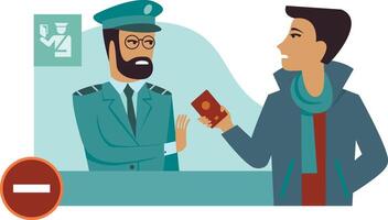 A man is giving a passport to another man vector
