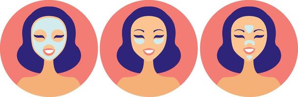 Three different types of facial masks vector
