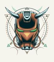 Logo robotic face in gold and silver color vector