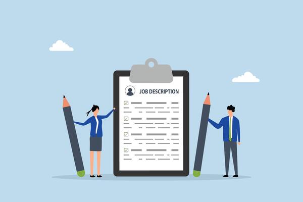 Job description, Business professionals creating job description document for employers.