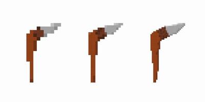 Pixel art tools set featuring a collection of retro styled pickaxes vector