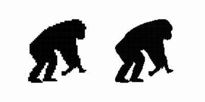 Silhouette of two monkeys captured in simple minimalistic style showing distinct shapes vector