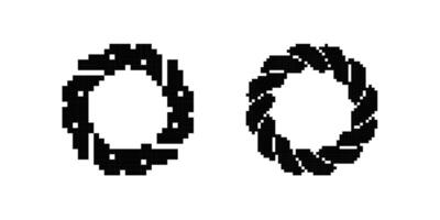 Pixel art of two circular patterns featuring unique pixel arrangements vector