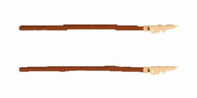 Primitive wooden spear with sharp stone tip for hunting and survival in ancient times vector