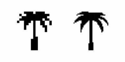 Pixel art palm trees in black and white minimalist style with two unique silhouettes vector
