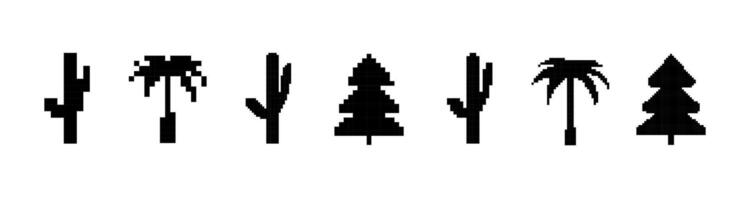 Collection of silhouetted trees with various shapes and features in a simple design vector
