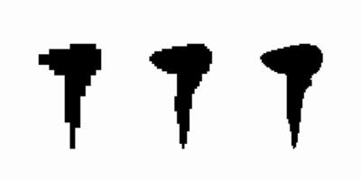 Three silhouette figures with curved tops and long tails in abstract alignment vector