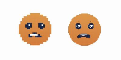 Pixel art angry face emoticons with different expressions vector
