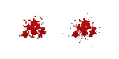 Pixel blood splatter with scattered droplets vector