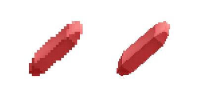 Two red capsules with pixelated look displayed in a simple arrangement vector