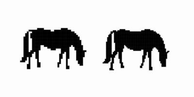 Silhouette of two grazing horses facing each other in a minimalist style vector