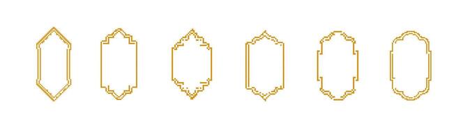 Set of six unique geometric frames with classic gold outline design vector