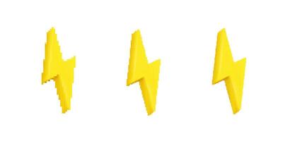 Three yellow lightning bolt symbols in a row representing energy and power in simple design vector