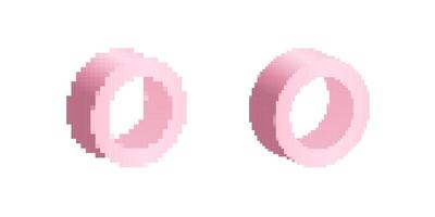 Two pink pixelated rings with soft edges displayed in a minimalist style vector