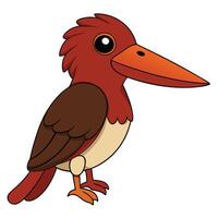 A cartoon bird with a long beak and a red and brown body vector