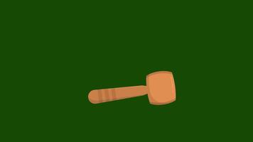 Animated hammer, gavel knocked, decision making, graphic footage 4k animation on green screen background video