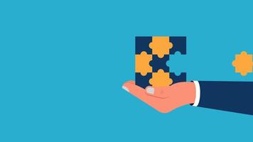 Animation footage of business, success, Businessman, concept of hand Inserting Puzzle with Key as a symbol of Towards Success video