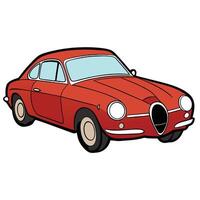 An old red car on a white background vector